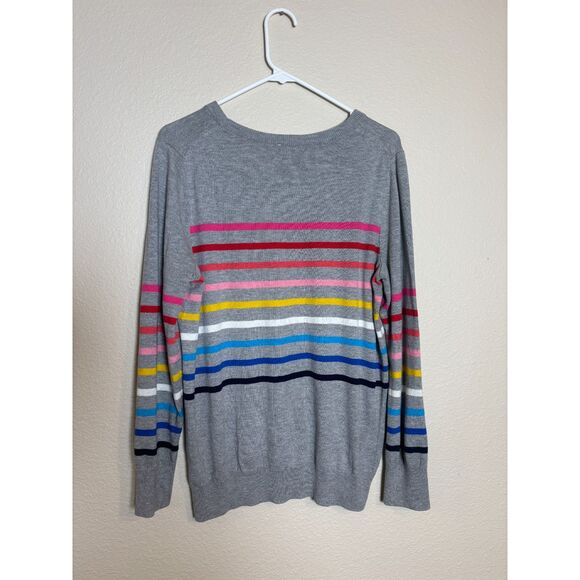 Gap womens striped rainbow and grey sweater size L - Picture 1 of 8